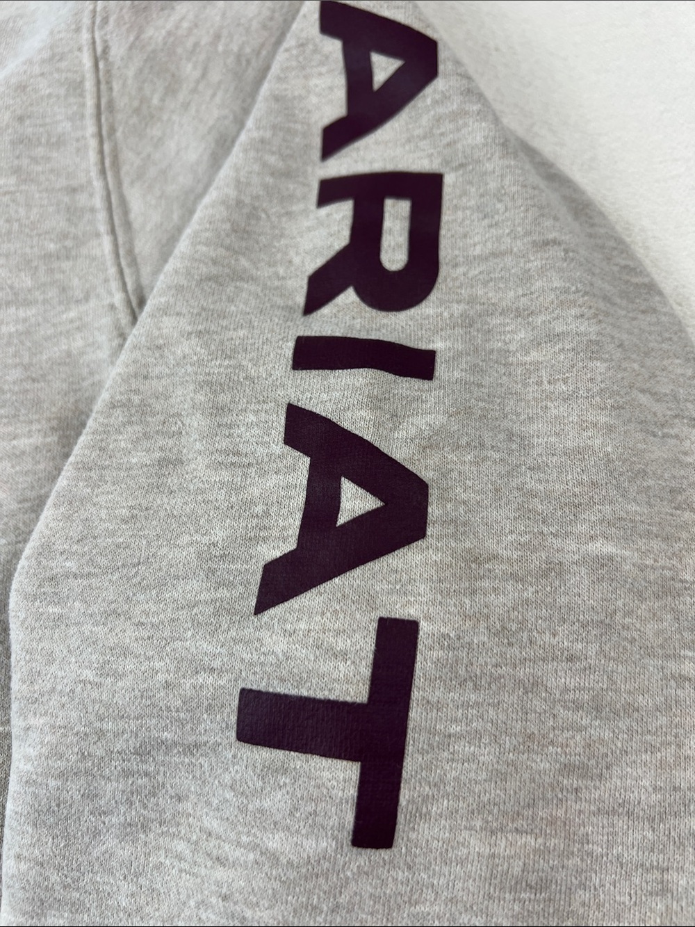 Ariat Women's Logo Hoodie in Oatmeal Heather/Purple - Picture 4 of 12